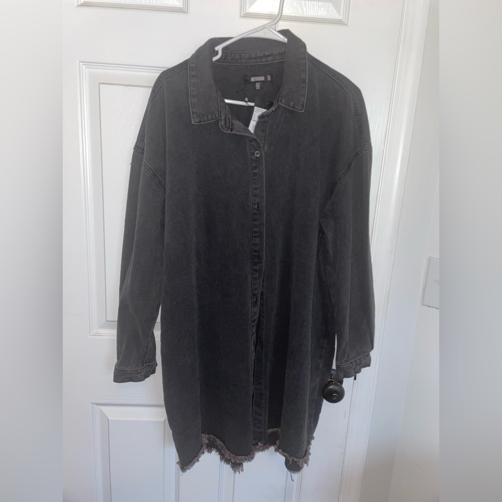 Misguided Black Denim Button Down Dress size US 12/ UK 16